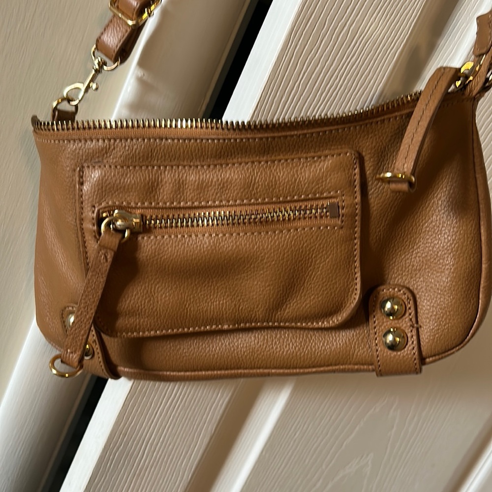 Crossbody purse never used camel color genuine leather